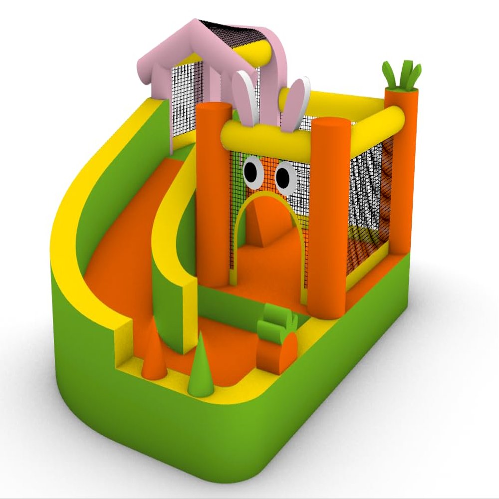 Inflatable Bounce House with Slide, 126 x 94.5 x 75.6 Inch, Kids Bouncy Castle with Bunny Design for Indoor Outdoor Play