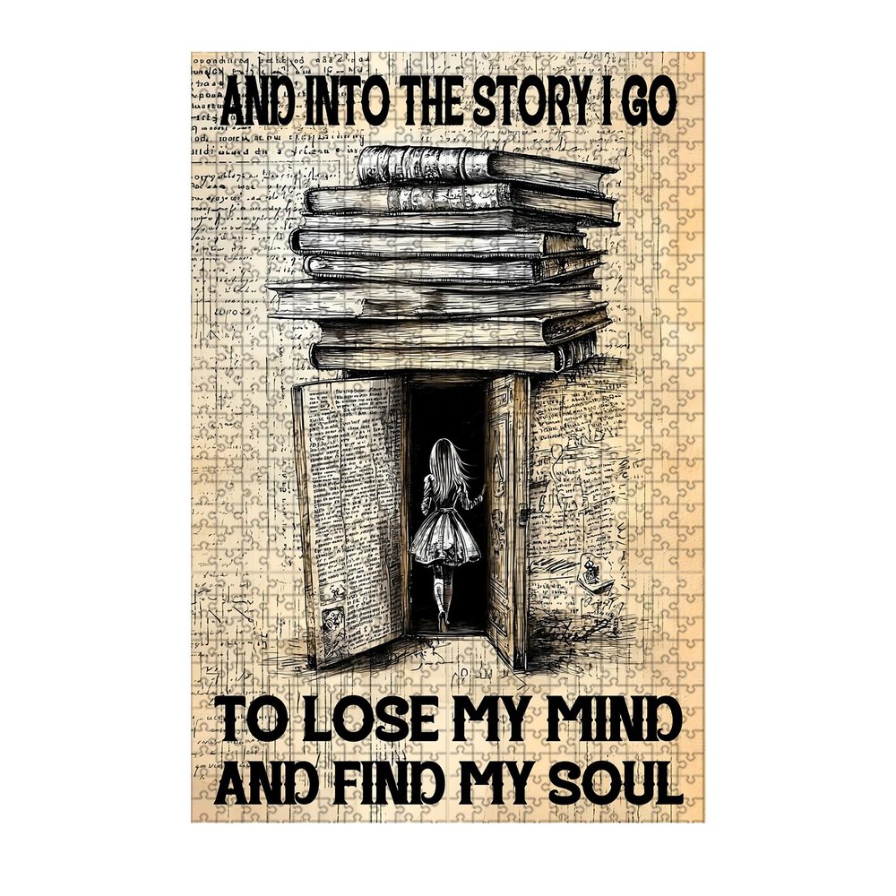 1000 Piece Adults Kids Jigsaw Books and Into The Story I Go to Lose My Mind and Find My Soul Kids & Parents Educational Travel Toy 29.5x19.7 Inch