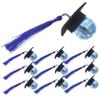 COOLHIYA 10pcs Graduation Party Cupcake Toppers with Realistic Tassels Disco Ball Cap Ornaments for University High School College Easy to Use Decorations for Graduation Season view 1