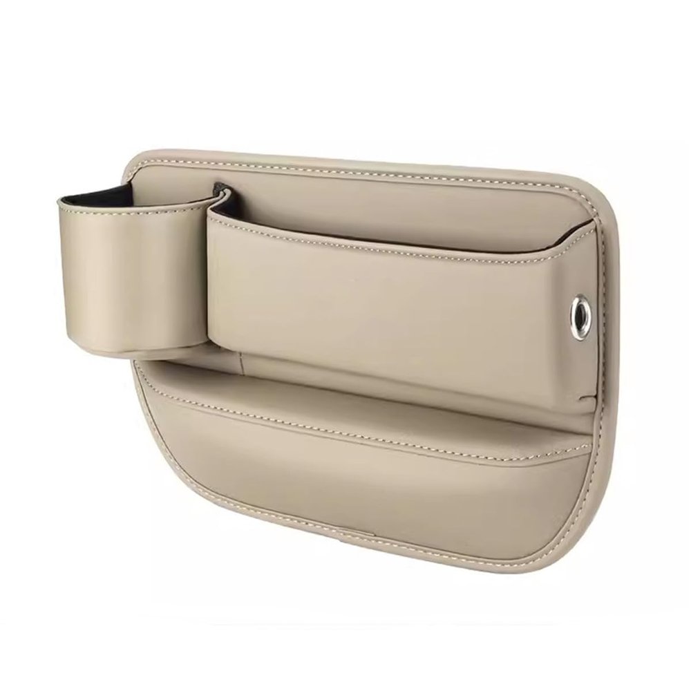 Car Seat Storage Box for Ferrari F250 EV 2025, Multifunctional Car Seat Gaps FillerPU Leather Car Seat Storage Box,Beige-A