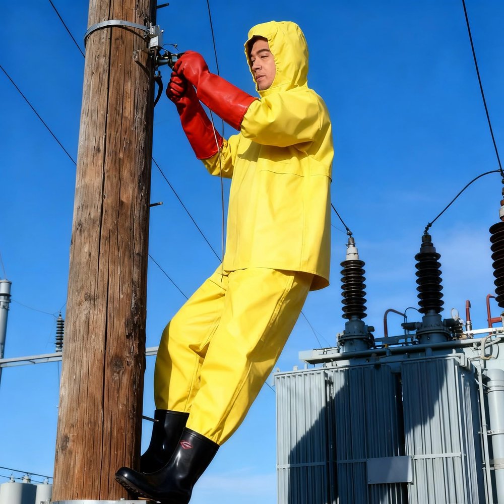 Electrical Insulation Suit Set, 1 2 3 5 7 10 12 15 20 30 35 KV Insulating Safety Clothing with Insulated Gloves/Shoes, Anti-electrocution Kit(20 KV,US 8.5)