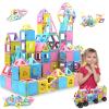 124PCS Magnetic Tiles Toys for 3 4 5 6 7 8+Year Old Boys Girls Upgrade Macaron Castle Blocks Building Set for Toddlers STEM Creativity/Educational Toys for Kids Valentines Day Christmas Birthday Gifts view 1