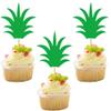12PCS Green Glitter Pineapple Leaf Cupcake Toppers, Tropical Style Celebration Cake Decoration,Great Decor for Party Desserts view 1