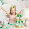 12PCS Green Glitter Pineapple Leaf Cupcake Toppers, Tropical Style Celebration Cake Decoration,Great Decor for Party Desserts view 2