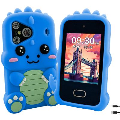 WINGDA Kids Phone,Touchscreen Dual Camera Kids Smart Phone Toy,Christmas Birthday Gifts,Shockproof Dinosaur Kid Cell Phone for Boys 3-10, Toddler Phone for Learning,Games,Photo,Music with 8GB SD Card
