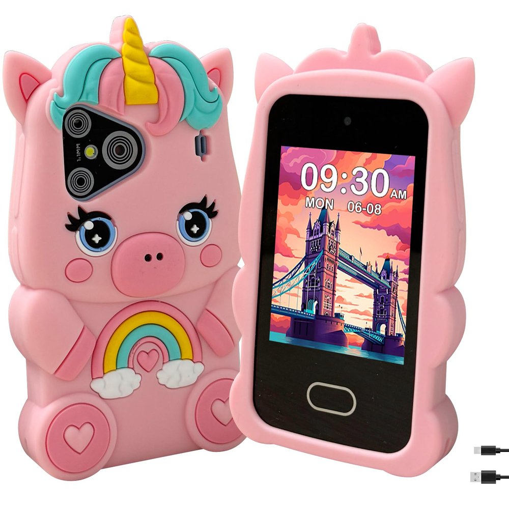 WINGDA Kids Phone,Touchscreen HD Dual Camera Kids Smart Phone,Christmas Birthday Gifts,Toddler Toy Phone Unicorn for Girls 3-10,Kid Cell Phone for Learning,Games,Photo,Music with 8GB SD Card