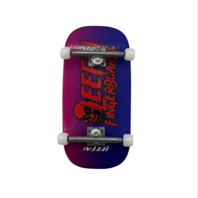 LEEFAI Pro Fingerboard Complete, Pre-Assembled Finger Skateboard Setup Canadian Maple Wood Deck Measure 34x96mm, Boxy Shape (Skull)