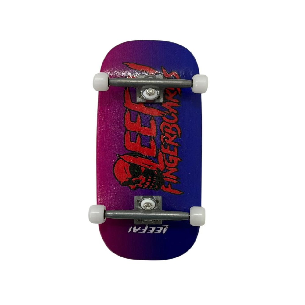 LEEFAI Pro Fingerboard Complete, Pre-Assembled Finger Skateboard Setup Canadian Maple Wood Deck Measure 34x96mm, Boxy Shape (Skull)