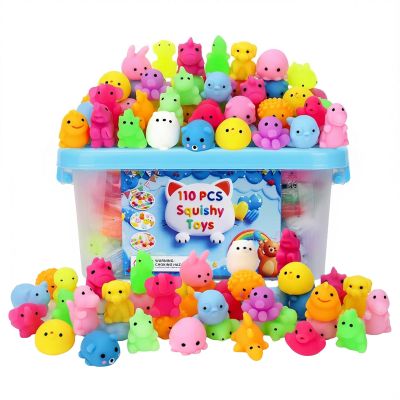 110 Pack Bulk Mochi Squishy & Fidget Toys - Soft Stress Relief Toys, Ideal Party Favors, Classroom Prizes & Christmas Stocking Stuffers for Kids