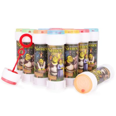 Toyland Pack of 12 Shrek Bubbles with Wands, 2fl oz Solution & Novelty Maze Lid - Pocket Money & Party Bag Toys
