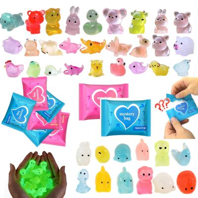 100 Pcs Blind Bags Mini Resin Animals Mystery Bags: Glow in the Dark Party Favors Blind Bag, Resin Figures DIY Crafts Fairy Garden Decor Collectors Stocking Stuffers Kids Surprises