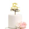 17th Sweet Birthday Cake Topper, Gold Mirrored Acrylic Happy 17th Birthday Cake Decoration, Hello17 Cake Charm Anniversay Party Decoration Supplies view 1