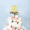 17th Sweet Birthday Cake Topper, Gold Mirrored Acrylic Happy 17th Birthday Cake Decoration, Hello17 Cake Charm Anniversay Party Decoration Supplies view 4