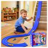 PENIXEL Flex Track 15 Ft Race Car Track for Kids,Flexible Race Track with Small Racecars - Rolls Up DIY Car Tracks with Suction Cups Compatible with Hot Wheels and Diecast 1/64th Cars - Blue view 1