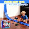 PENIXEL Flex Track 15 Ft Race Car Track for Kids,Flexible Race Track with Small Racecars - Rolls Up DIY Car Tracks with Suction Cups Compatible with Hot Wheels and Diecast 1/64th Cars - Blue view 4