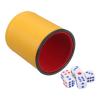 uxcell Felt Lined Professional Dice Cup, PU Leather Quiet Shaker Cups Includes 6 Dot Dice for Bar Gatherings Party Board Games, Yellow view 1