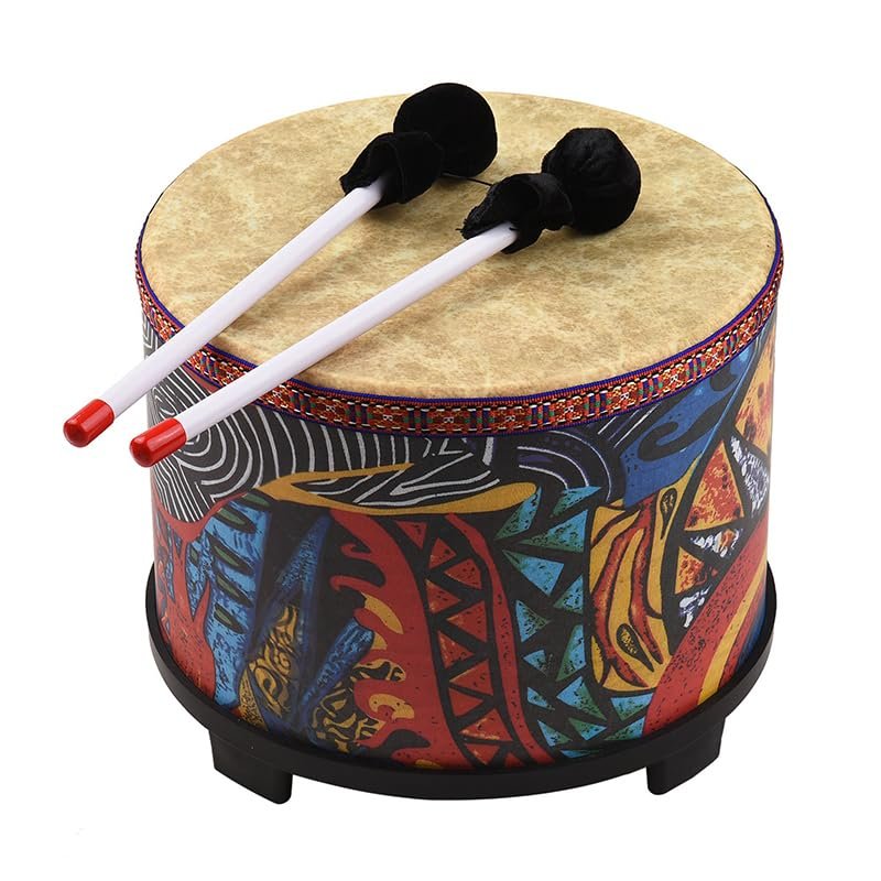 10-Inch Portable Bass Drum  Ethnic-Style Wooden Percussion Instrument for Beginners  Ideal for Music Education & Rhythm Practice (10 Inch Ethnic Style)