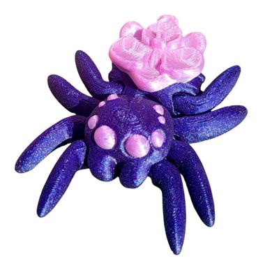 5-Pack of Orchid Flower Spider Collectible Figurines - Articulated Purple Poseable Spiders | Creepy Cute Desk Dcor | Unique Displays - 3D Printed in Canada