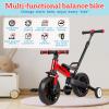 6 in 1 Toddler Bike, Toddler Tricycle for 2-7 Year Old,Kids Balance Bicycle with Training Wheels, Push Handle and Pedals, Kids Bicycle Folding Push Bike Toys for Boys Girls Birthday Gifts view 3