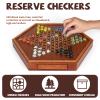 15-Inch Wooden Chinese Checkers Board Game Set  Classic Strategy Game with 72 Glass Marbles, Dual-Sided Storage Drawer, Family Board Games for Adults, Educational Travel and Indoor Game view 4