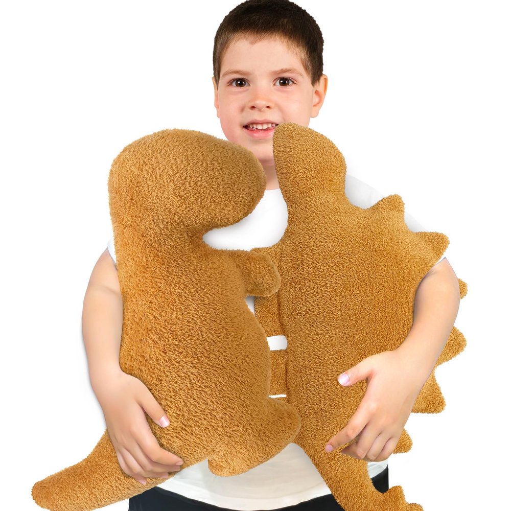 Aiideals Dino Nugget Pillow Funny Birthday Gifts for Teen Boys Girls, Chicken Dino Nuggets Plush Pillow Dinosaur Stuffed Animals Valentines Day Gifts for Women Wife Boyfriend Girlfriend (Large, 2Pcs)