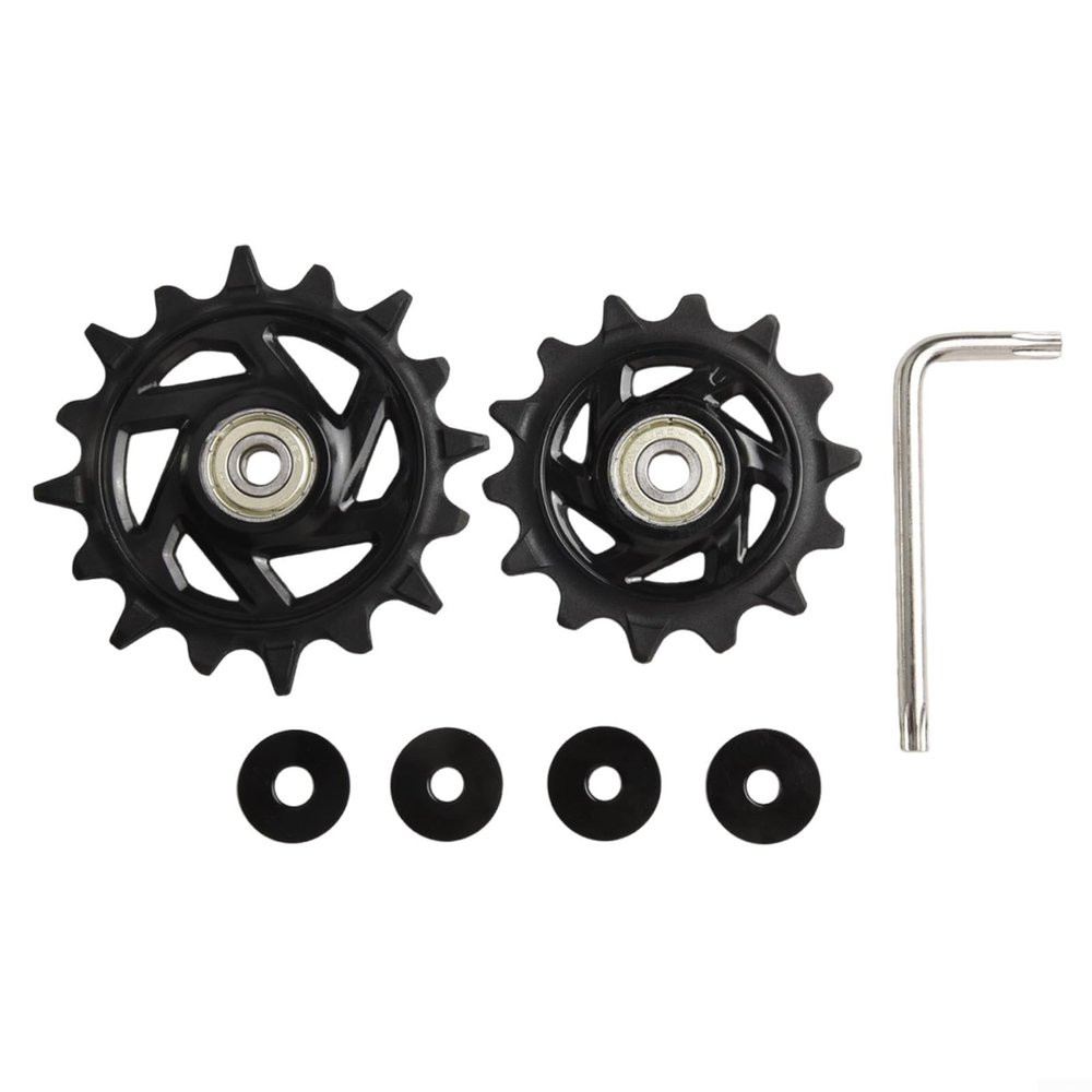 2 Pack 14T And 16T Rear Derailleur Pulley Replacement Guide Wheels With Steel Bearings Fit For SRAM For GX/AXS/For Eagle 12-Speed Mountain Bike Drivetrain, Black