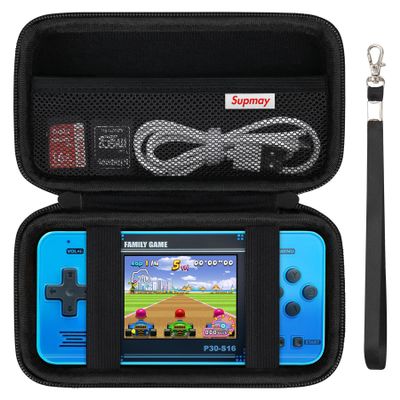 Supmay Carrying Case Compatible with WELLSTG/ for GuaiyeyeAP Handheld Game for Kids -Preloaded 220 Retro Video Games, Portable Gaming Player Storage Holder Travel Bag with Mesh Pocket, Black