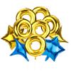 10pcs Gold Blue Cartoon Foil Balloons Kit, Ring Four Pointed Star Five Pointed Star Balloons Gold Ring Cartoon Theme Party Decor for Birthday Carnival Decorations view 1