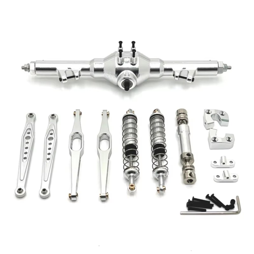 for Wltoys for 124006 12423 12427 12428 12429 1/12 Metal Rear Axle Drive Shaft Shock Absorber Trailing Arms RC Car Upgrade Parts Kit RC Vehicles Parts(Silver)