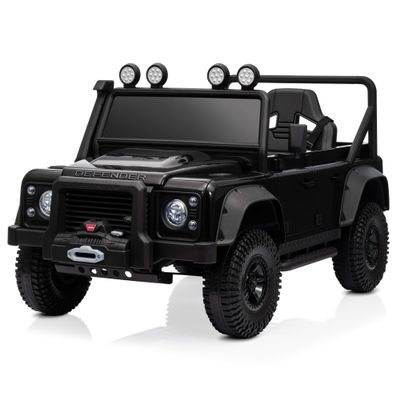 Kidzone Licensed Land Rover Defender 110 SVX 12V Ride On Car for Kids Ages 38, Electric SUV Toy with Parent Remote Control, Bluetooth Music, LED Headlights, Off-Road Wheels, Black