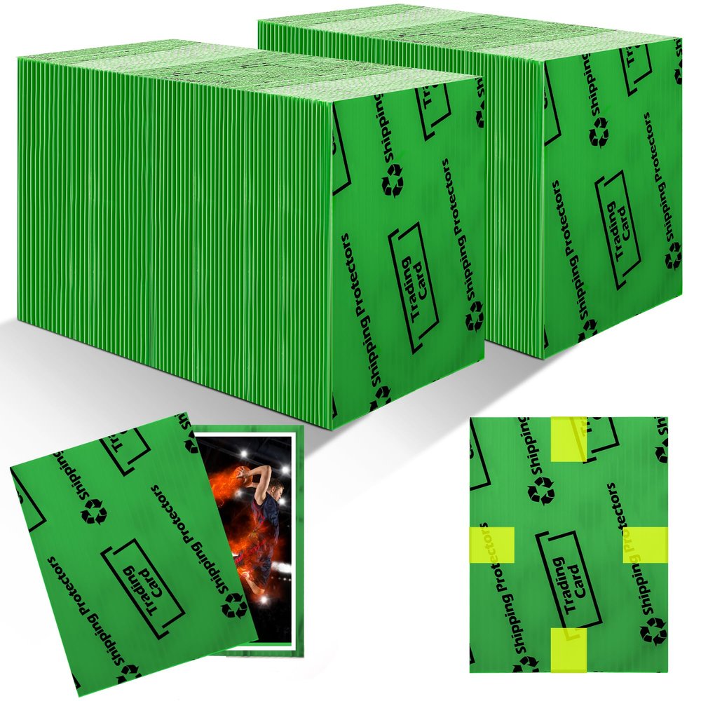 200 Pack Trading Card Shipping Protector, AHIER 3.5'' x 4.5'' Plastic Trading Card Protectors for Bubble Mailers, Card Savers for Mailing Shipping Supplies(Green)