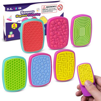 D.G.PLAYER Sensory Fidget Slider for Kids & Adults, Silicone Magnetic Toys for Stress Anxiety Relief Calming, Fidgets for Autism ADHD, Classroom Office Desk Must Haves - Ideal Travel School Gifts