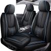 VIUDMEK Front Set Leather Seat Covers for VW Rabbit 2006-2009,Waterproof Full Wrapping Edge Car Seat Covers,Ergonomic Lumbar Support Car Seat Cover,Auto Interior(Black Blue,2PCS) view 1