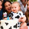 1Pc Black Cow One Cake Topper - Glitter Farm Animals First Birthday Cake Decoration for Cow Theme 1st Birthday Baby Shower Party Cake Decor view 3
