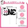 1Pc Black Cow One Cake Topper - Glitter Farm Animals First Birthday Cake Decoration for Cow Theme 1st Birthday Baby Shower Party Cake Decor view 4