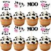 12 Pcs Cow Theme Cupcake Toppers Glitter Farm Animal Moo Cupcake Picks for Baby Shower Gender Reveal Kids Birthday Party Cake Decorations view 1