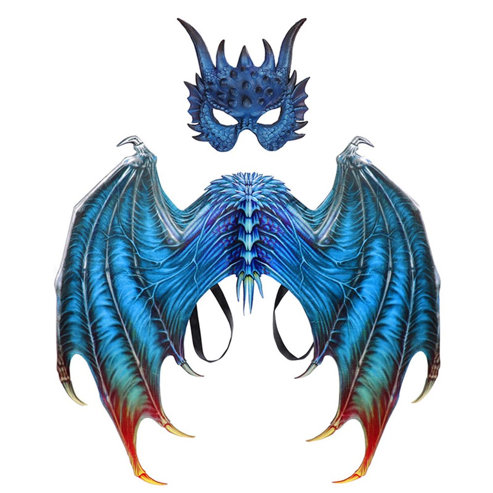 3D Dragon Wings Mask Set,Realistic Ice Dragon Eyes Mask Wings Fancy Dress for Halloween Carnival Costume Party,Dragons Cosplay Props
