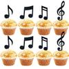 12Pcs Black Music Cupcake Toppers - Glitter Note Cupcake Decorations for Music Theme Party Birthday Party Cake Decoration Supplies view 1