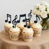 12Pcs Black Music Cupcake Toppers - Glitter Note Cupcake Decorations for Music Theme Party Birthday Party Cake Decoration Supplies view 2