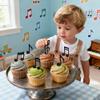 12Pcs Black Music Cupcake Toppers - Glitter Note Cupcake Decorations for Music Theme Party Birthday Party Cake Decoration Supplies view 3