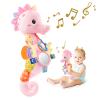 Sumobaby Infant Baby Musical Stuffed Animal Activity Soft Toys with Multi-Sensory Crinkle, Rattle and Textures, for Tummy Time Newborn 0-3-6-12 Months Girls,Seahorses - Pink with Baby Mirror view 1