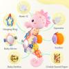 Sumobaby Infant Baby Musical Stuffed Animal Activity Soft Toys with Multi-Sensory Crinkle, Rattle and Textures, for Tummy Time Newborn 0-3-6-12 Months Girls,Seahorses - Pink with Baby Mirror view 3