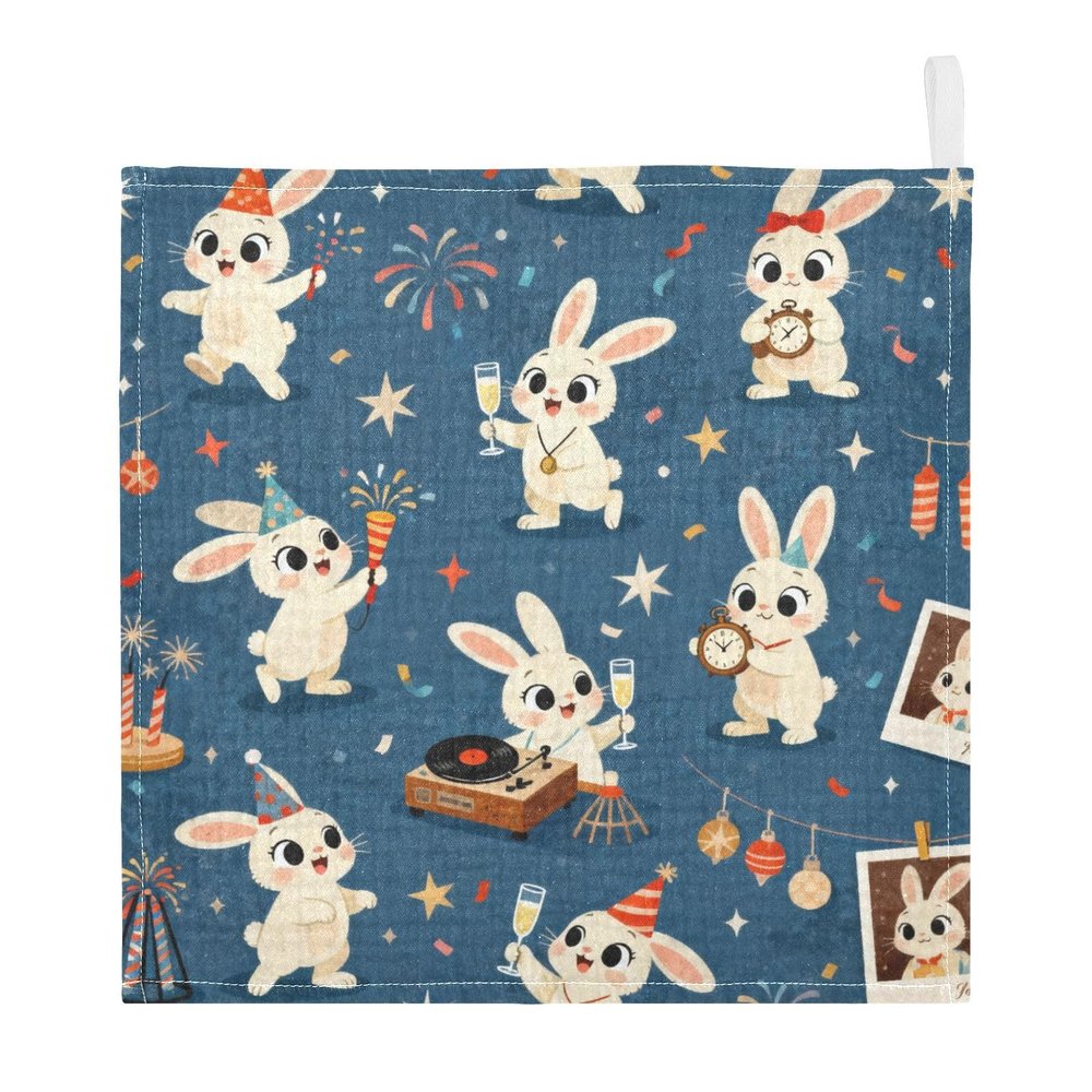 GuoChe Party Bunny 5 Pack Muslin Washcloths for Unisex 100% Cotton for Kids Girls and Boys