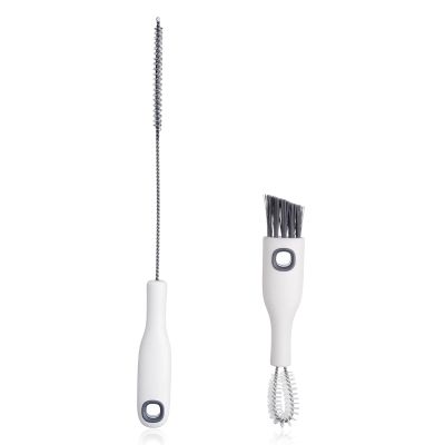 2 Pcs Multifunctional Cup Lid Cleaning Brush and Straw Cleaner Brush Set - 2-in-1 Cup Lid Cleaner with Bristles for Deep Cleaning Bottle Lids, Straws, Spouts and Narrow Gaps Lids Cleaning Brush Tool