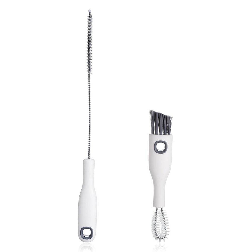 2 Pcs Multifunctional Cup Lid Cleaning Brush and Straw Cleaner Brush Set - 2-in-1 Cup Lid Cleaner with Bristles for Deep Cleaning Bottle Lids, Straws, Spouts and Narrow Gaps Lids Cleaning Brush Tool
