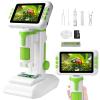 1600X Digital Microscope for Kids, 4" IPS Screen Handheld & Desktop 3-in-1 Microscope with 32GB Memory Card, 6 Adjustable LEDs, Educational STEM Science Toy for Ages 8-12 view 1