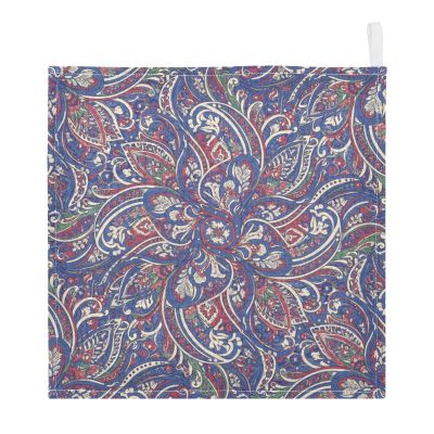 GuoChe Blue and Red Paisley Pattern 3-Pack Cotton Washcloths for Kids, Towels for Boy, Girl, Absorbent Face Cloths