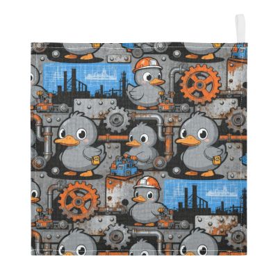 GuoChe Steampunk Duck 5 Pack Muslin Washcloths for Unisex 100% Cotton for Kids Girls and Boys