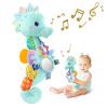 Sumobaby Infant Baby Musical Stuffed Animal Activity Soft Toys with Multi-Sensory Crinkle, Rattle and Textures, for Tummy Time Newborn 0-3-6-12 Months Girls,Seahorses - Blue with Baby Mirror view 1