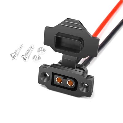 XT60E-F Female Connector for RC Models - Black with Dust Cover, 2.5mm Wire 15cm, 35A Rated Current, IP40, DC 500V, UL94 V0 Flame Retardant, for RC Batteries/Motors